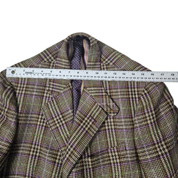 Etro Italy Mens Wool Blend Plaid Sport Coat Size 52 Brown, Purple, Black - Picture 4 of 14
